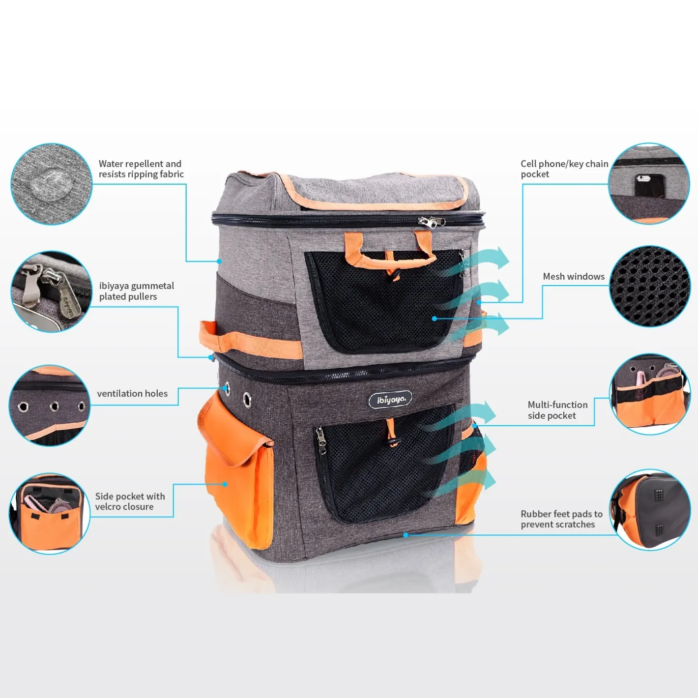 Ibiyaya Double-Decker Two-tier Pet Backpack for Cats & Small Dogs Outlet