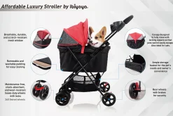 Ibiyaya Easy Strolling Pet Buggy for Cats & Dogs up to 20kg - Rouge Red Outlet