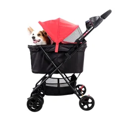 Ibiyaya Easy Strolling Pet Buggy for Cats & Dogs up to 20kg - Rouge Red Outlet