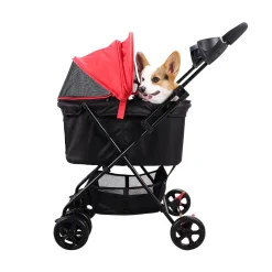 Ibiyaya Easy Strolling Pet Buggy for Cats & Dogs up to 20kg - Rouge Red Outlet