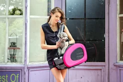 Ibiyaya EVA Pet Carrier/Wheeled Carrier Backpack - Hot Pink Outlet