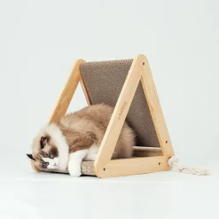 Ibiyaya Hideout Wooden Cat Scratching Post with Replaceable Cardboard Inserts Best
