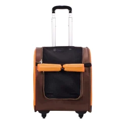 Ibiyaya New Liso Backpack Parallel Transport Pet Trolley- Orange/Brown Discount