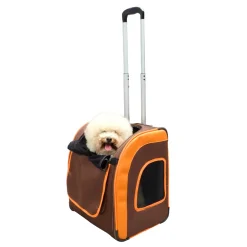 Ibiyaya New Liso Backpack Parallel Transport Pet Trolley- Orange/Brown Discount