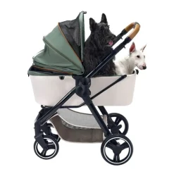 Ibiyaya Retro Luxe Folding Pet Stroller for Pets up to 30kg - Soft Sage Outlet