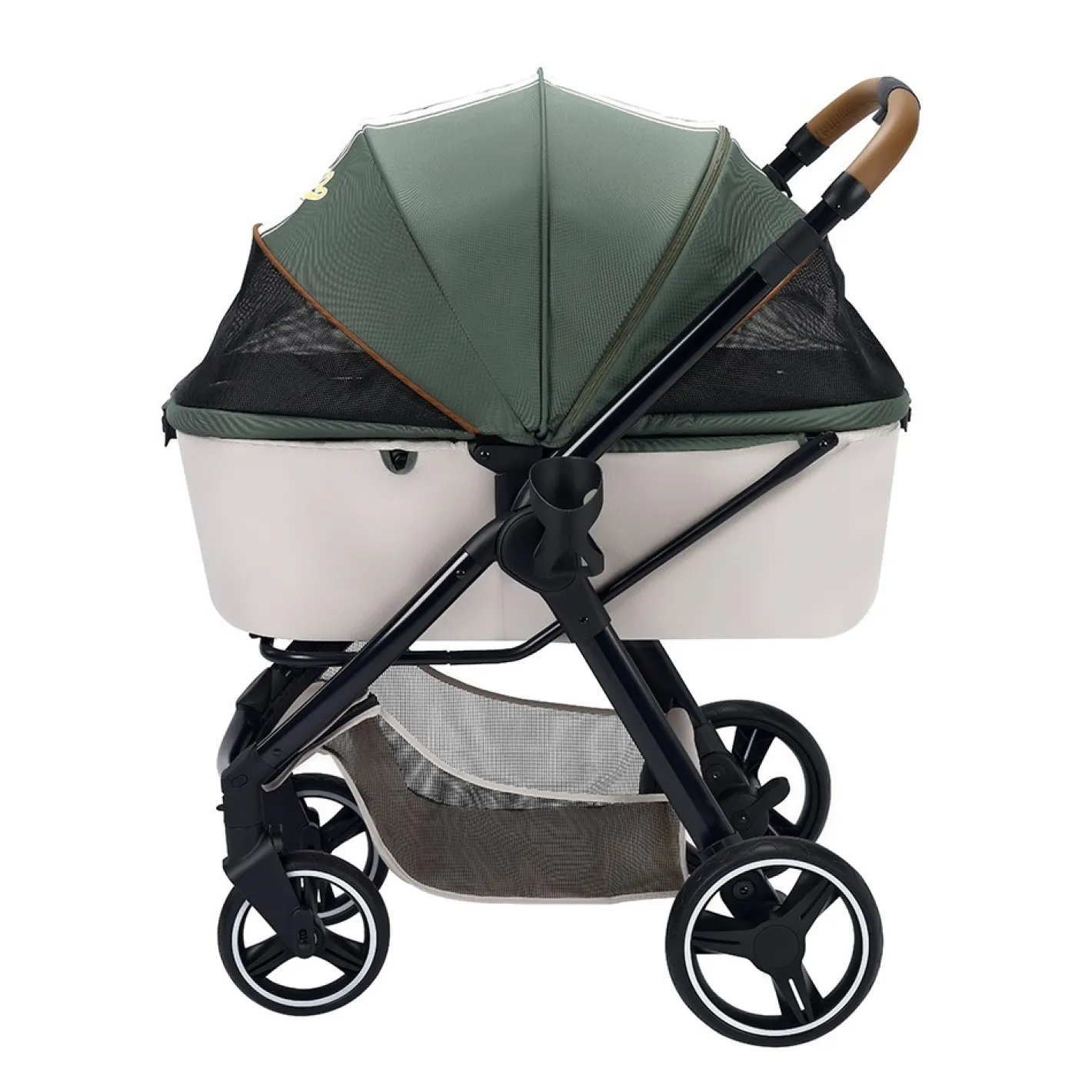 Ibiyaya Retro Luxe Folding Pet Stroller for Pets up to 30kg - Soft Sage Outlet
