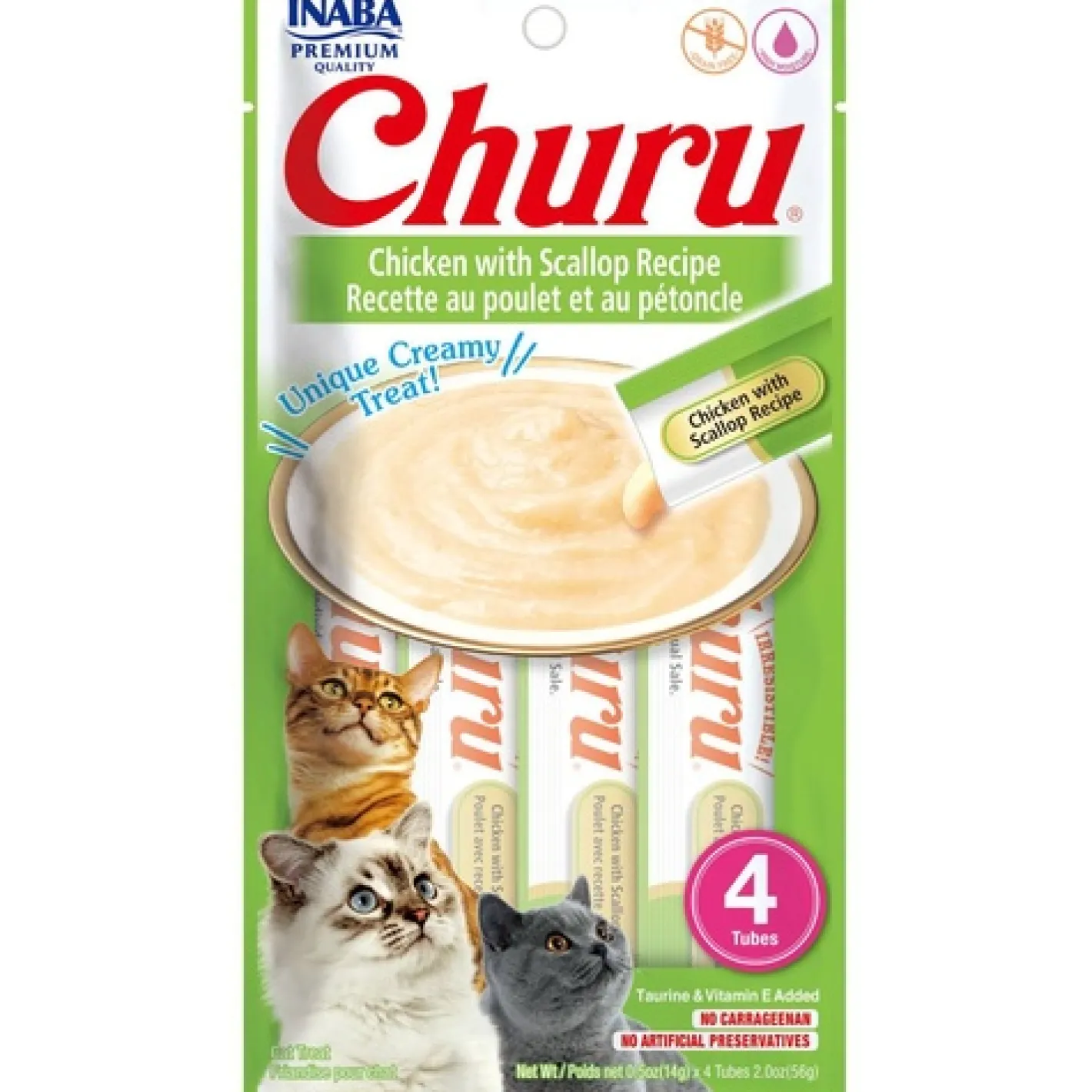 Inaba Cat Churu Meal Topper Treat - Creamy Chicken & Scallop Recipe 24 x 14g Tubes New