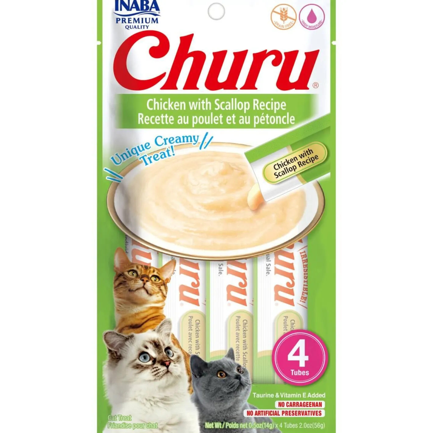 Inaba Cat Churu Meal Topper Treat - Creamy Chicken & Scallop Recipe 24 x 14g Tubes New