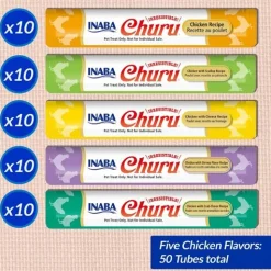 Inaba Cat Churu Meal Topper Treat - Creamy Chicken Varieties 50 x 14g Tubes Sale