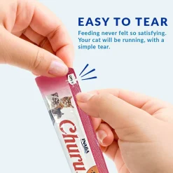Inaba Cat Churu Meal Topper Treat - Creamy Salmon & Scallop Recipe 24 x 14g Tubes Best
