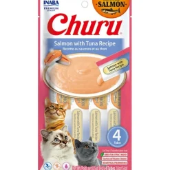 Inaba Cat Churu Meal Topper Treat - Creamy Salmon & Tuna Recipe 24 x 14g Tubes Discount
