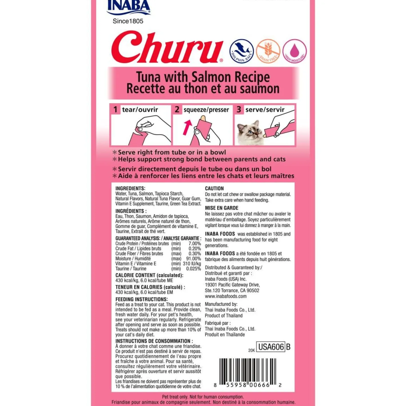 Inaba Cat Churu Meal Topper Treat - Creamy Tuna & Salmon Recipe 24 x 14g Tubes Online