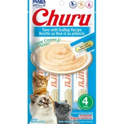 Inaba Cat Churu Meal Topper Treat - Creamy Tuna & Scallop Recipe 24 x 14g Tubes New