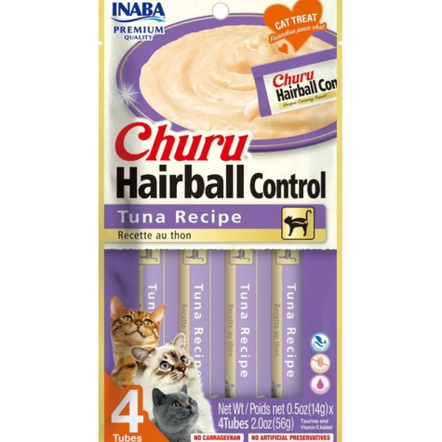 Inaba Cat Churu Meal Topper Treat - Hairball Control Creamy Tuna Recipe 24 x 14g Tubes Fashion