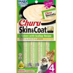 Inaba Cat Churu Meal Topper Treat - Skin & Coat Creamy Chicken & Scallop Recipe 24 x 14g Tubes Discount