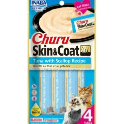 Inaba Cat Churu Meal Topper Treat - Skin & Coat Tuna & Scallop Recipe 24 x 14g Tubes Outlet
