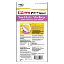 Inaba Cat Churu Pop'N Serve Treat or Meal Topper Tuna & Bonito Flakes 8 x 35g Cups Sale