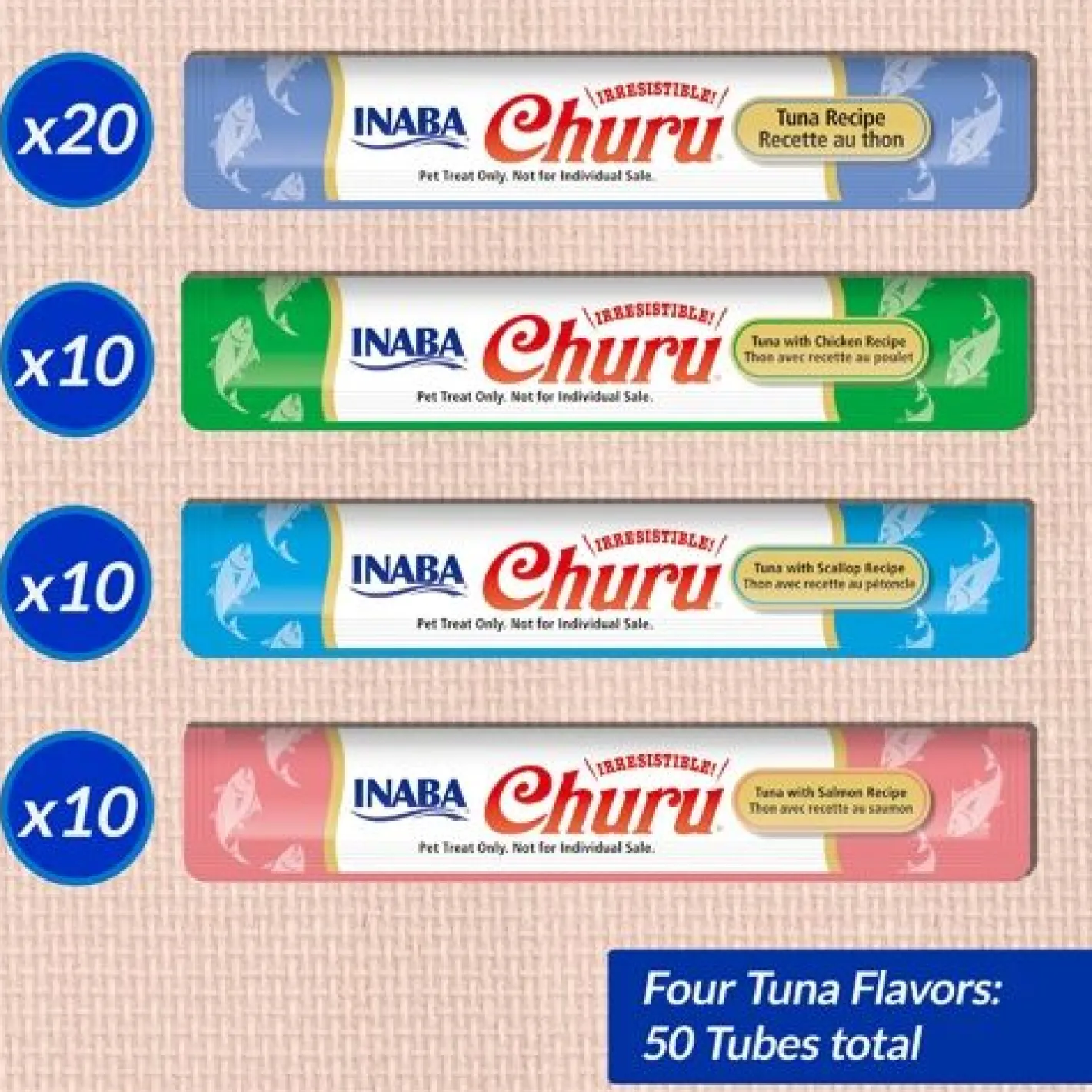 Inaba Cat Churu Pops Meal Topper Treat - Creamy Tuna Varieties 50 x 15g Tubes Clearance