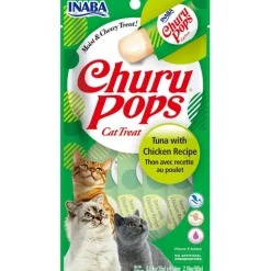 Inaba Cat Churu Pops Meal Topper Treat - Creamy Tuna & Chicken Recipe 24 x 15g Tubes Hot
