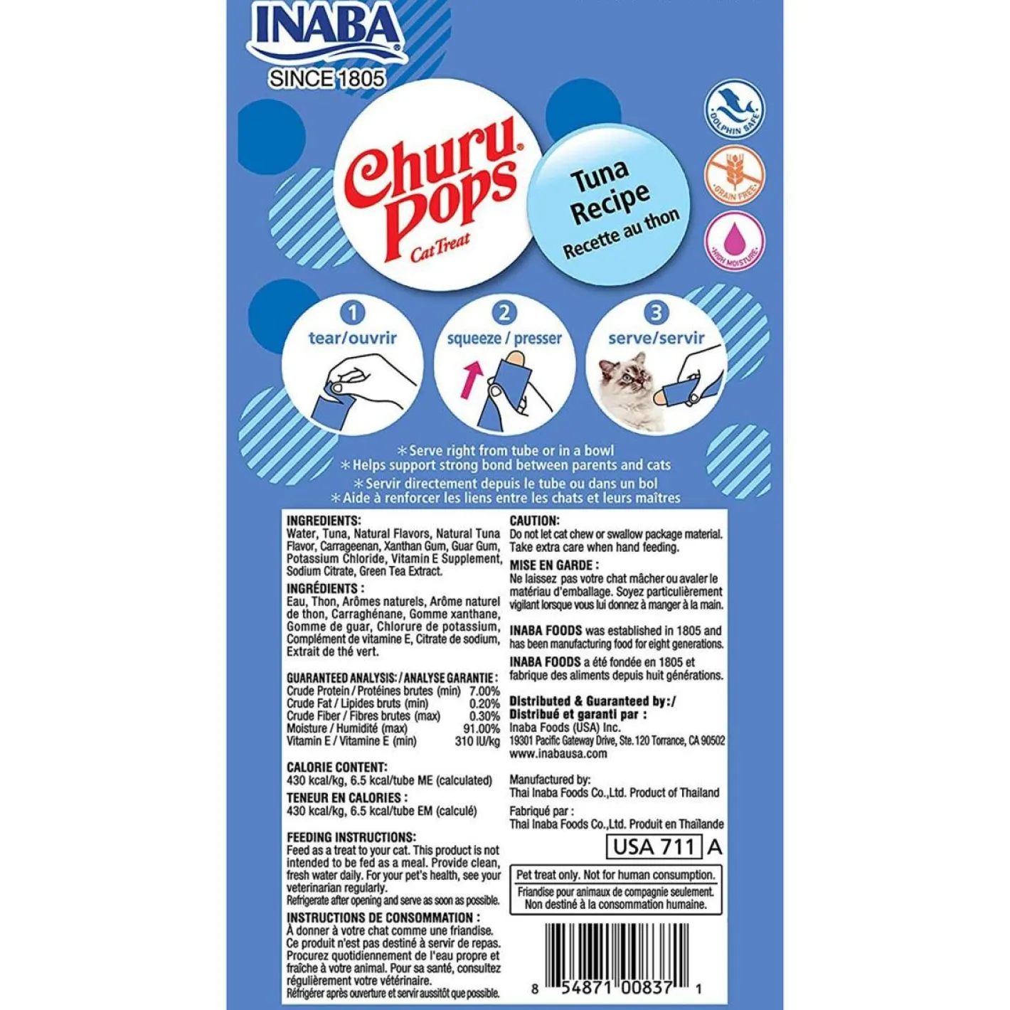 Inaba Cat Churu Pops Meal Topper Treat - Creamy Tuna Recipe 24 x 15g Tubes Outlet