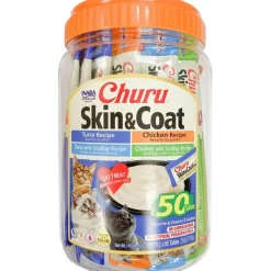 Inaba Cat Churu Pops Meal Topper Treat - Creamy Skin & Coat Varieties 50 x 15g Tubes Outlet