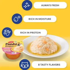 Inaba Cat Food Dashi Delights Chicken & Tuna Flakes in Dashi Broth - 6 x 70g Cups Online