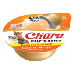 Inaba Cat Pop'n Serve Food or Meal Topper Chicken Recipe 8 x 35g Cups Fashion