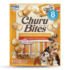 Inaba Dog Churu Bites Treats Chicken Wraps with Creamy Chicken Filling 48 x 12g Tubes Hot