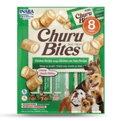 Inaba Dog Churu Bites Treats Chicken Wraps with Creamy Tuna Filling 48 x 12g Tubes New