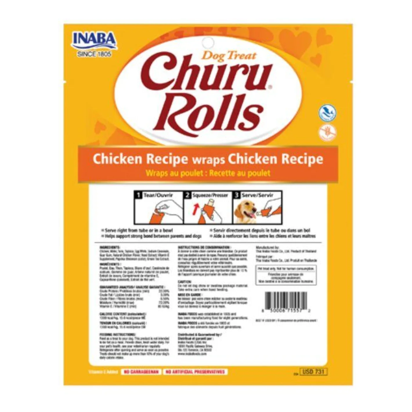 Inaba Dog Churu Rolls Snack Chicken Sticks with Creamy Filling - 48 Rolls Fashion