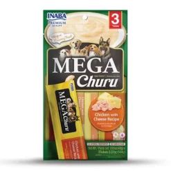 Inaba Dog MEGA Churu Meal Topper Treat - Creamy Chicken & Cheese Puree - 18 x 48g Tubes Outlet
