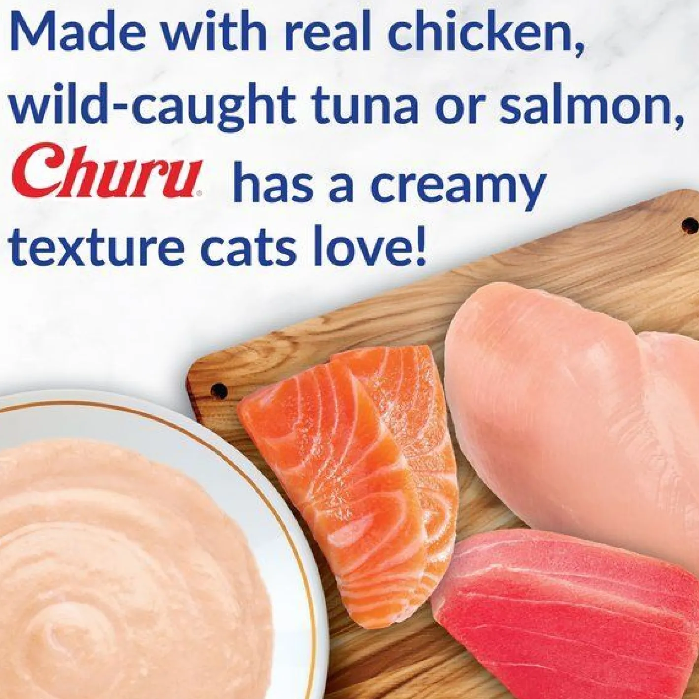 Inaba Senior Cat Churu Meal Topper Treat - Creamy Tuna & Salmon Recipe 24 x 14g Tubes Clearance