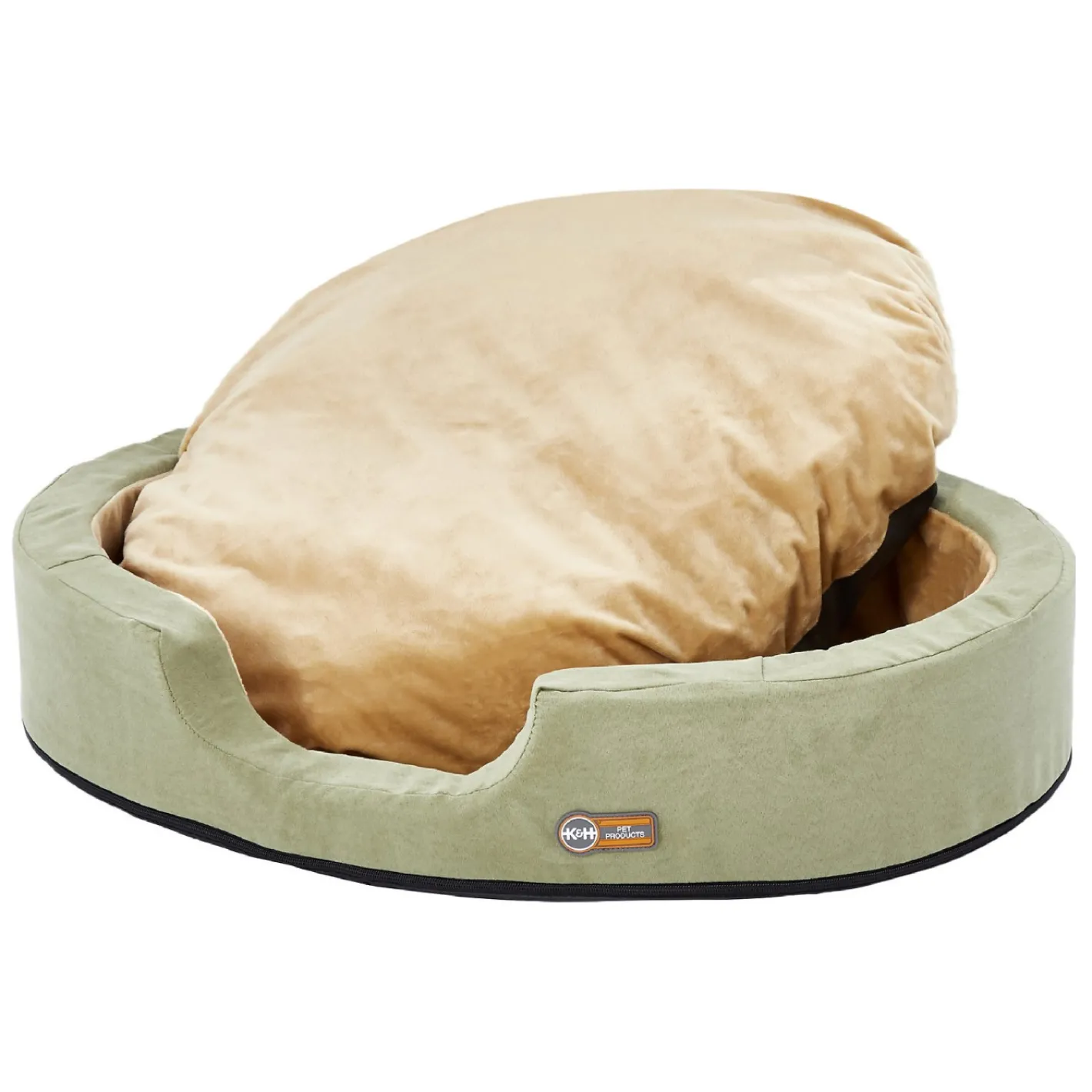 K&H Thermo Snuggler Low-Voltage Heated Pet Bed for Cats & Dogs in Sage Green Outlet