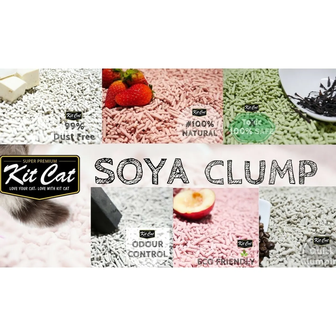 Kit Cat Soya Clumping Cat Litter made from Soybean Waste - Green Tea 7 Litres Sale