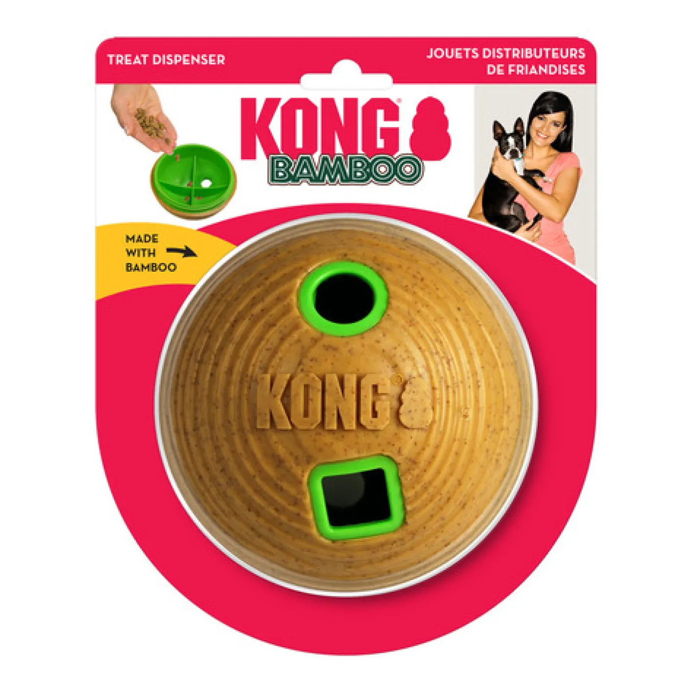Kong Bamboo Food Ball & Treat Dispenser for Dogs New