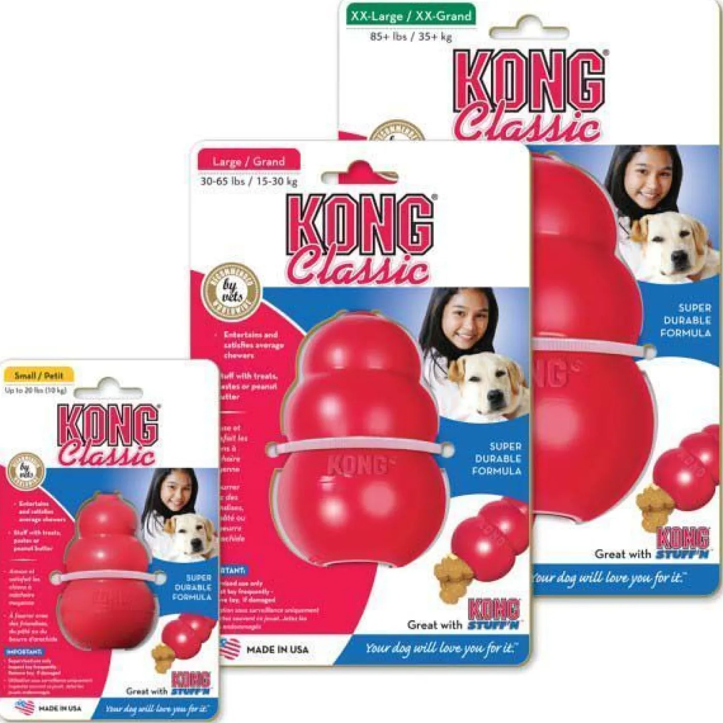 KONG Classic Red Stuffable Non-Toxic Fetch Interactive Dog Toy Best