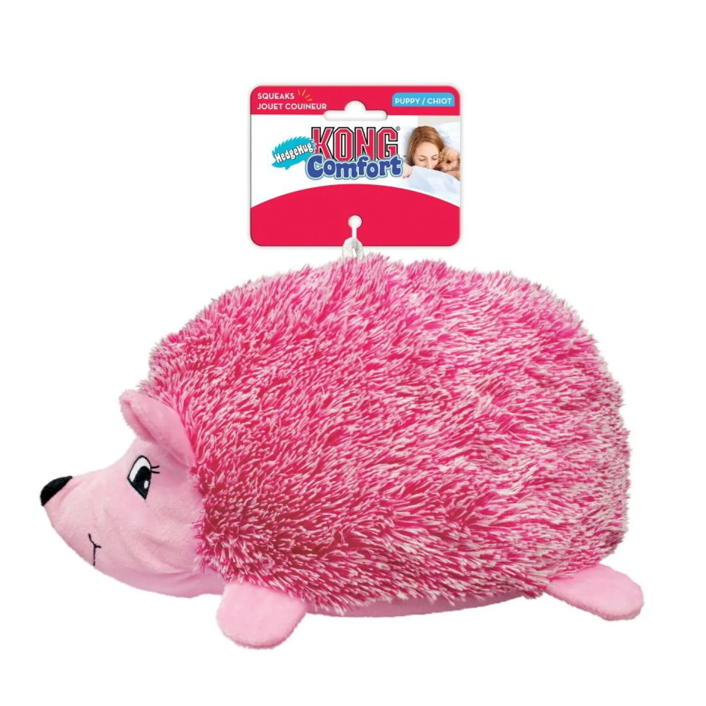 KONG Comfort Hedgehug Puppy Plush Squeaker Dog Toy - Assorted Colours Fashion