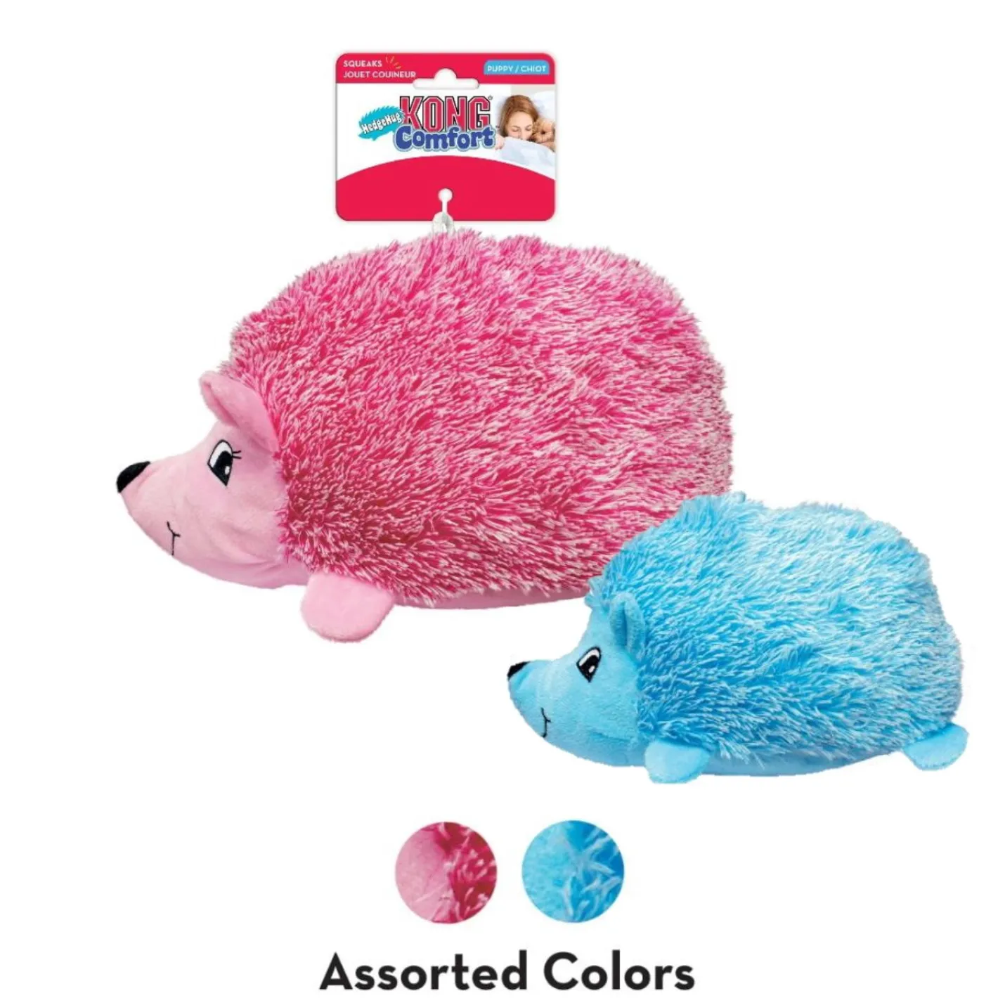 KONG Comfort Hedgehug Puppy Plush Squeaker Dog Toy - Assorted Colours Fashion