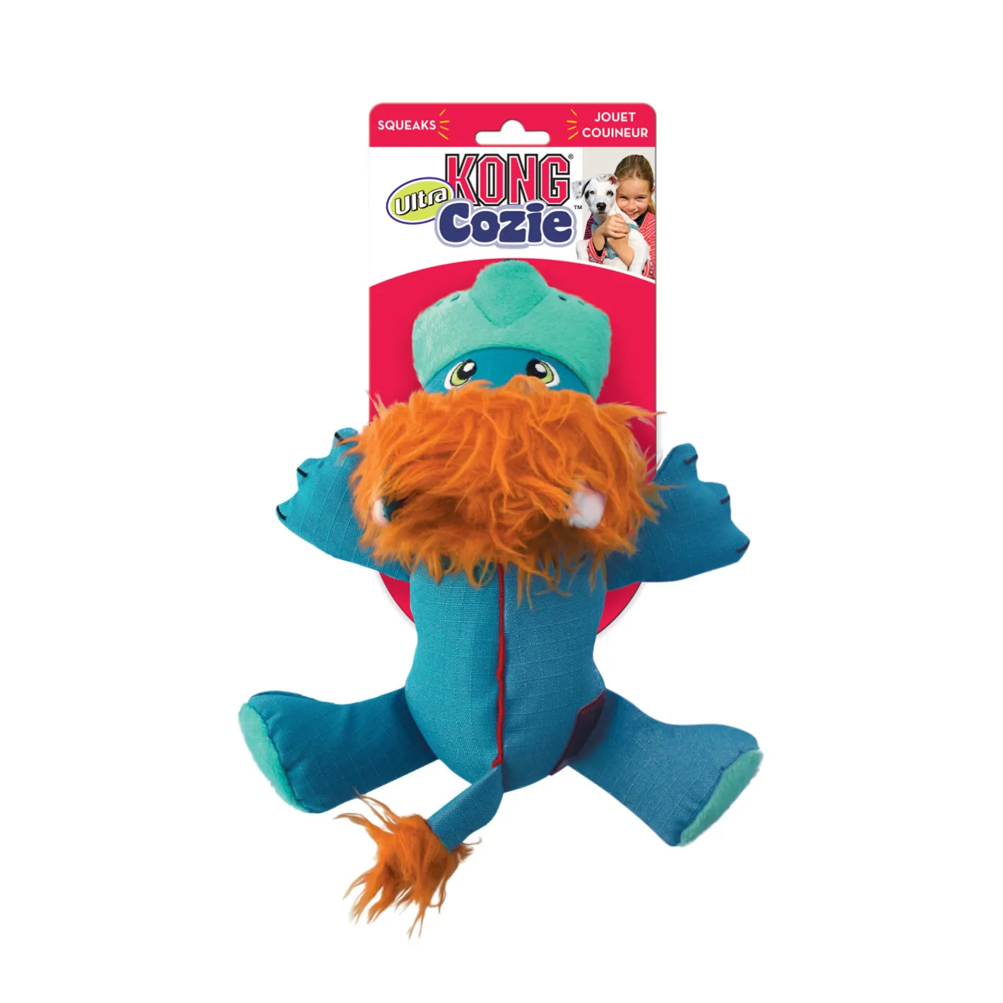 KONG Cozie Ultra Lucky Lion Canvas Squeaker Dog Toy Best