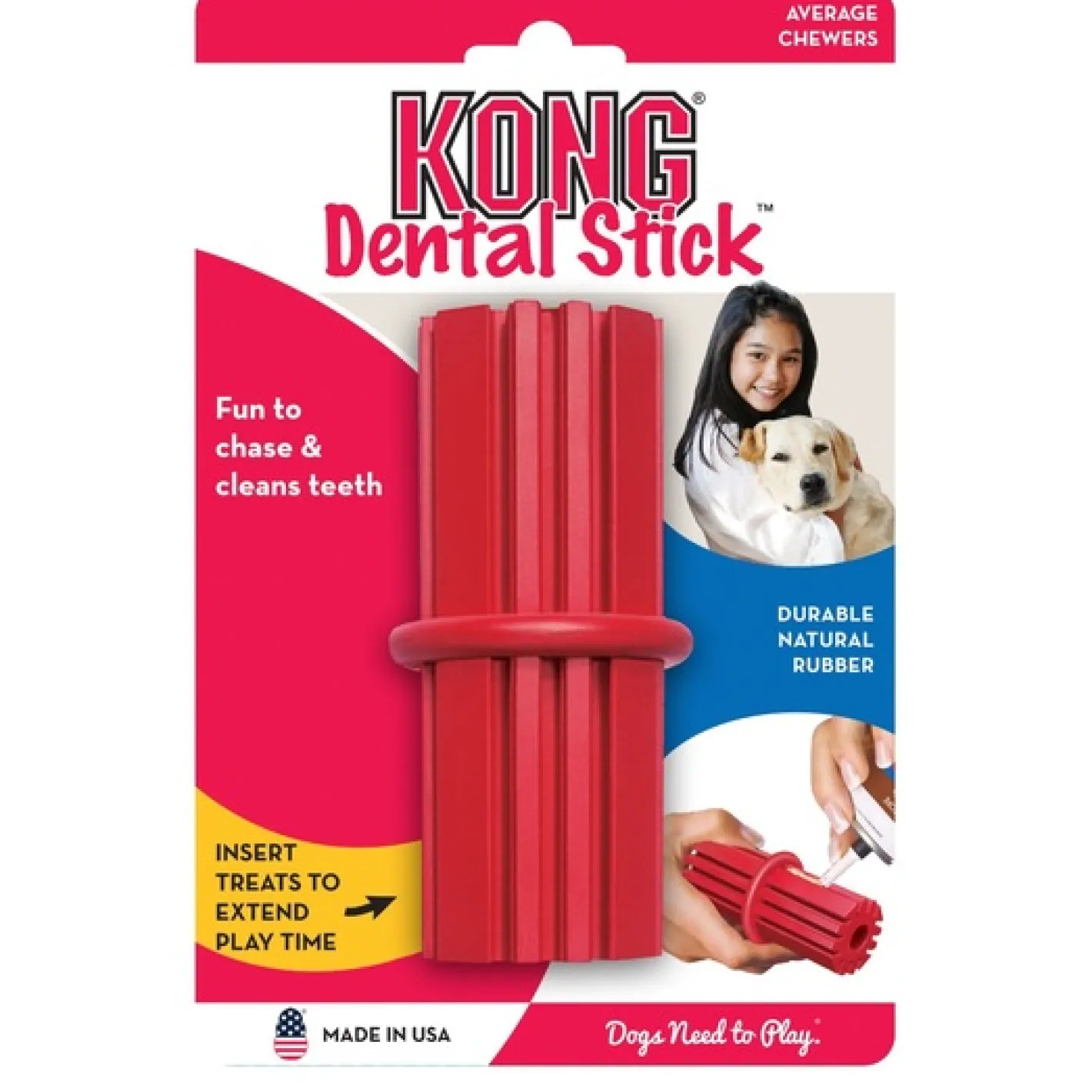 KONG Dental Stick Treat Dispensing Non-Toxic Rubber Toy for Dogs Sale