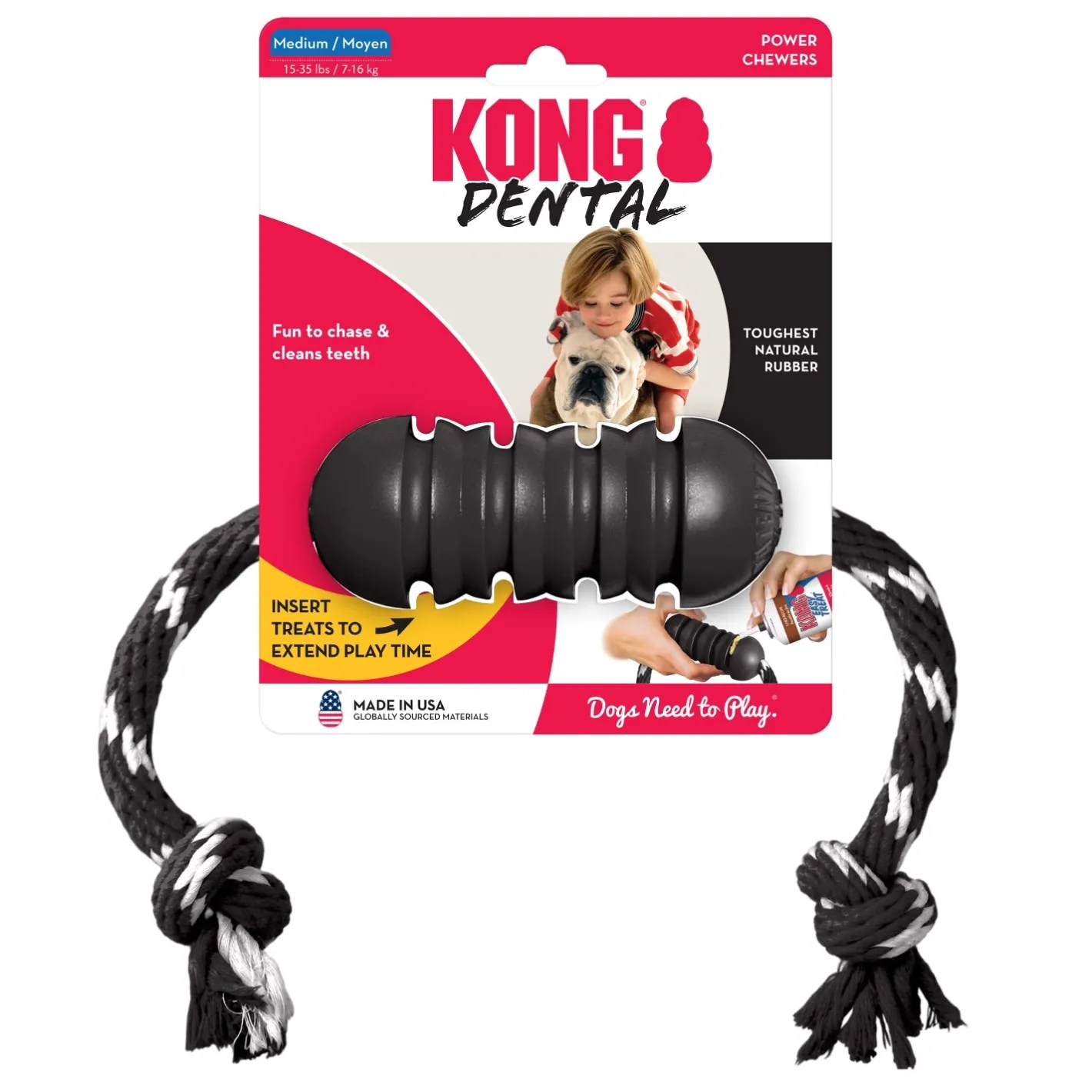 KONG Extreme Dental Tough Dog Toy with Rope - Medium Outlet
