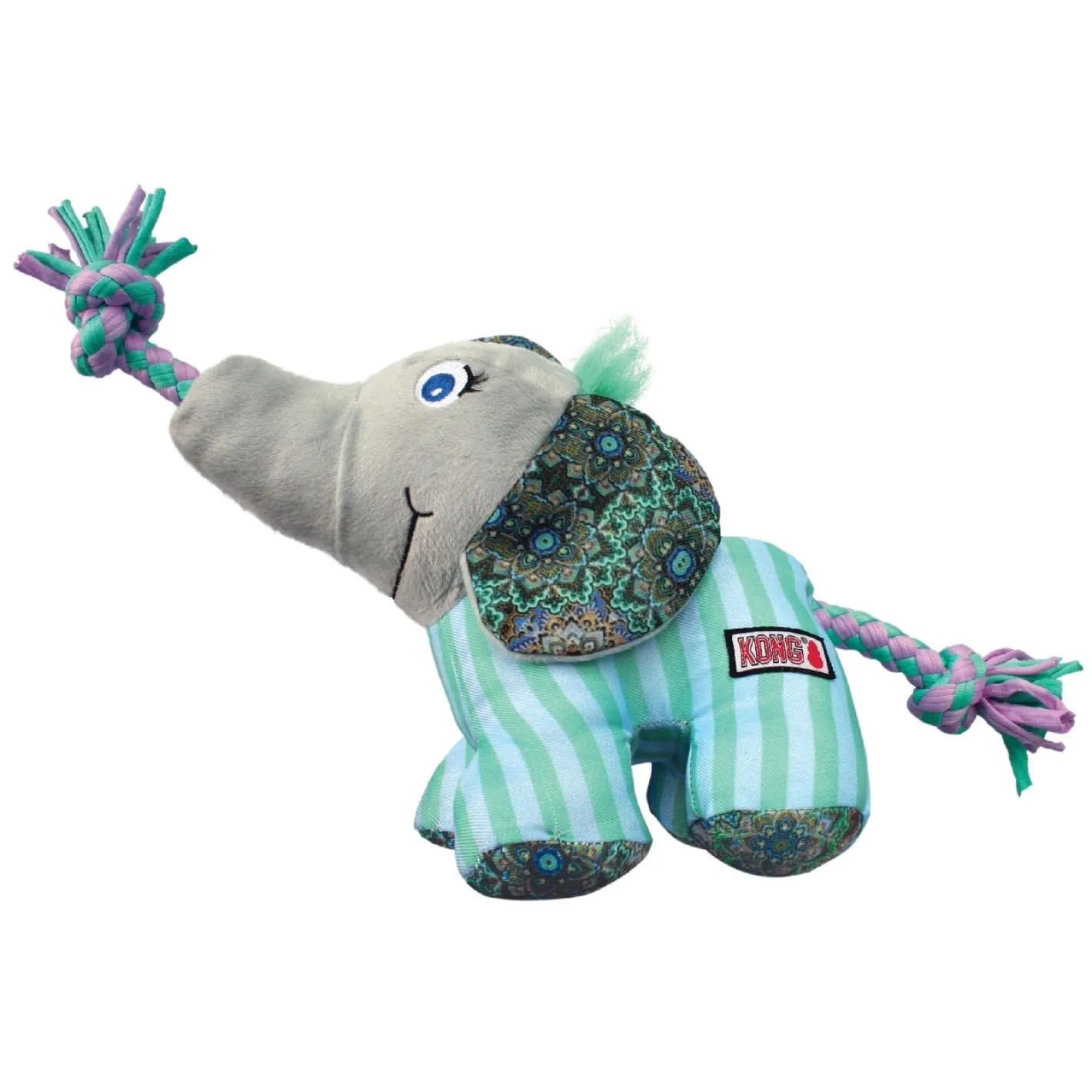 KONG Knots Carnival Canvas Plush Dog Toy with Rope - Elephant Clearance