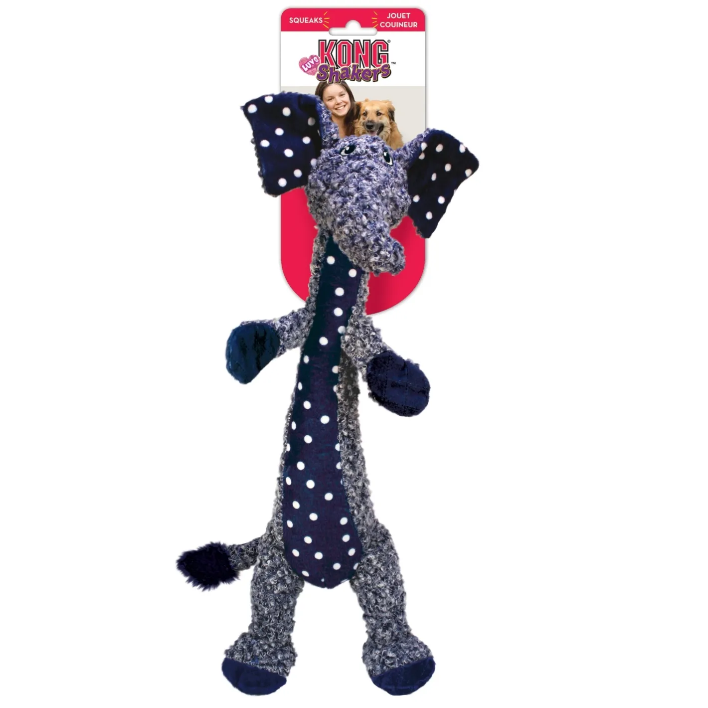 KONG Shakers Luvs Long-Limbed Squeaker Dog Toy - Large Elephant Fashion