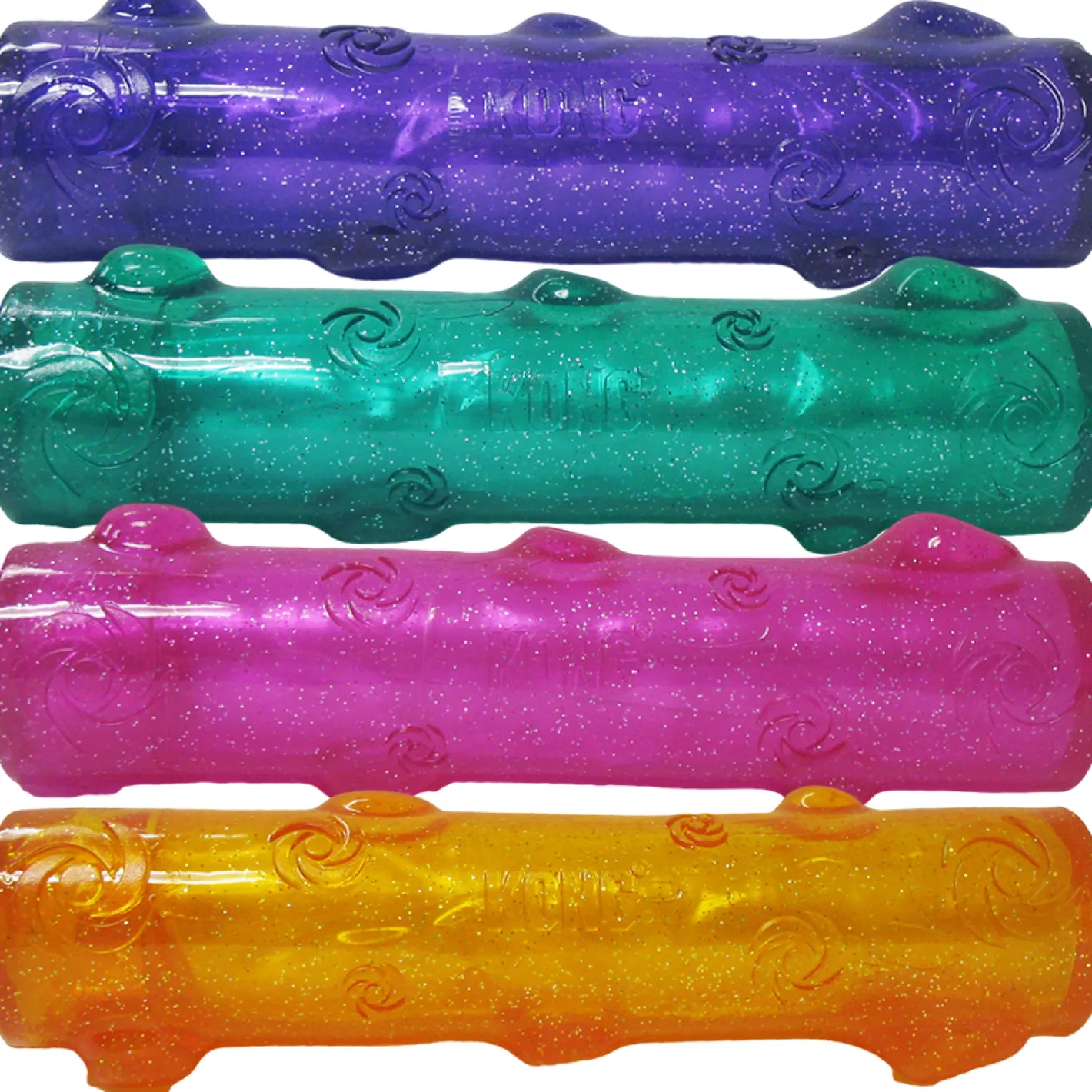 KONG Squeezz Crackle Textured Fetch Stick Dog Toy in Assorted Colours Clearance