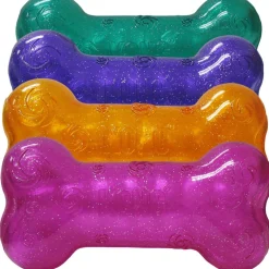 KONG Squeezz Crackle Textured Glitter Bone Dog Toy in Assorted Colours Outlet