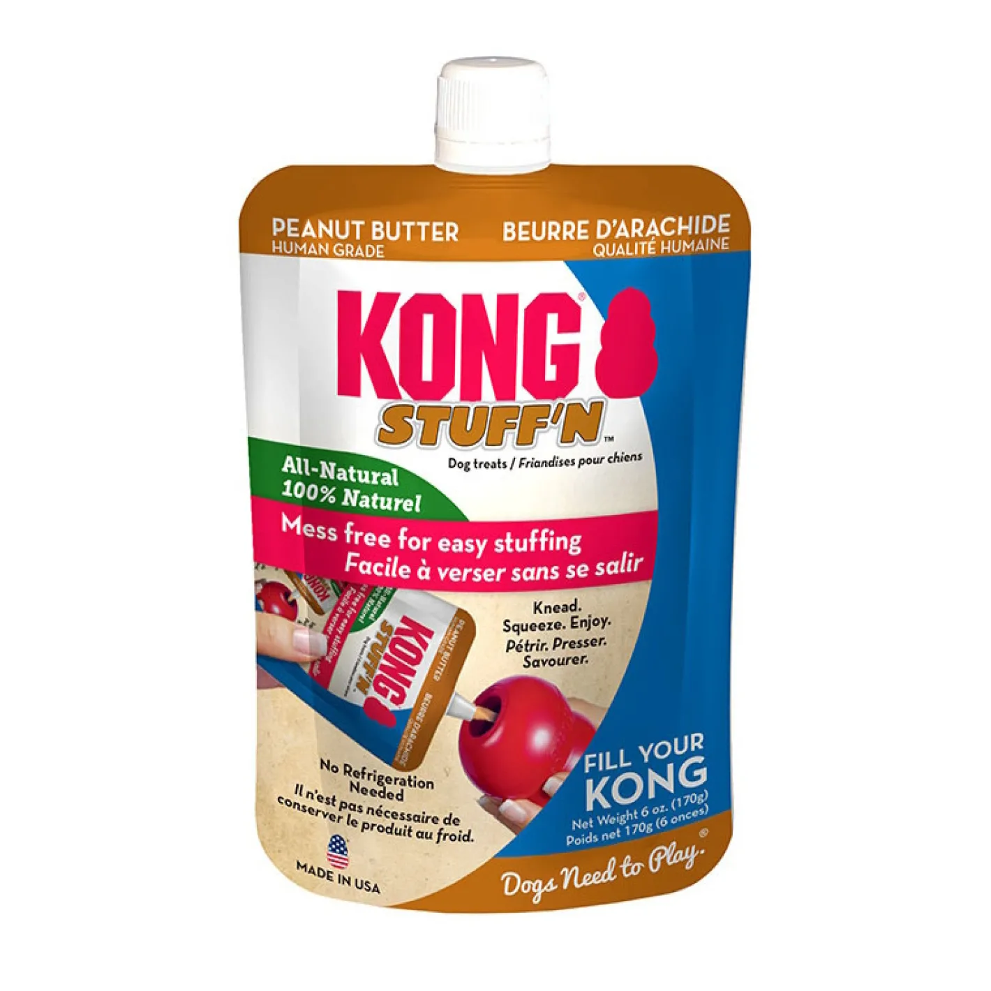 KONG Stuff'N all Natural Peanut Butter Stuffing Paste 170g Pouch (min. 2) New