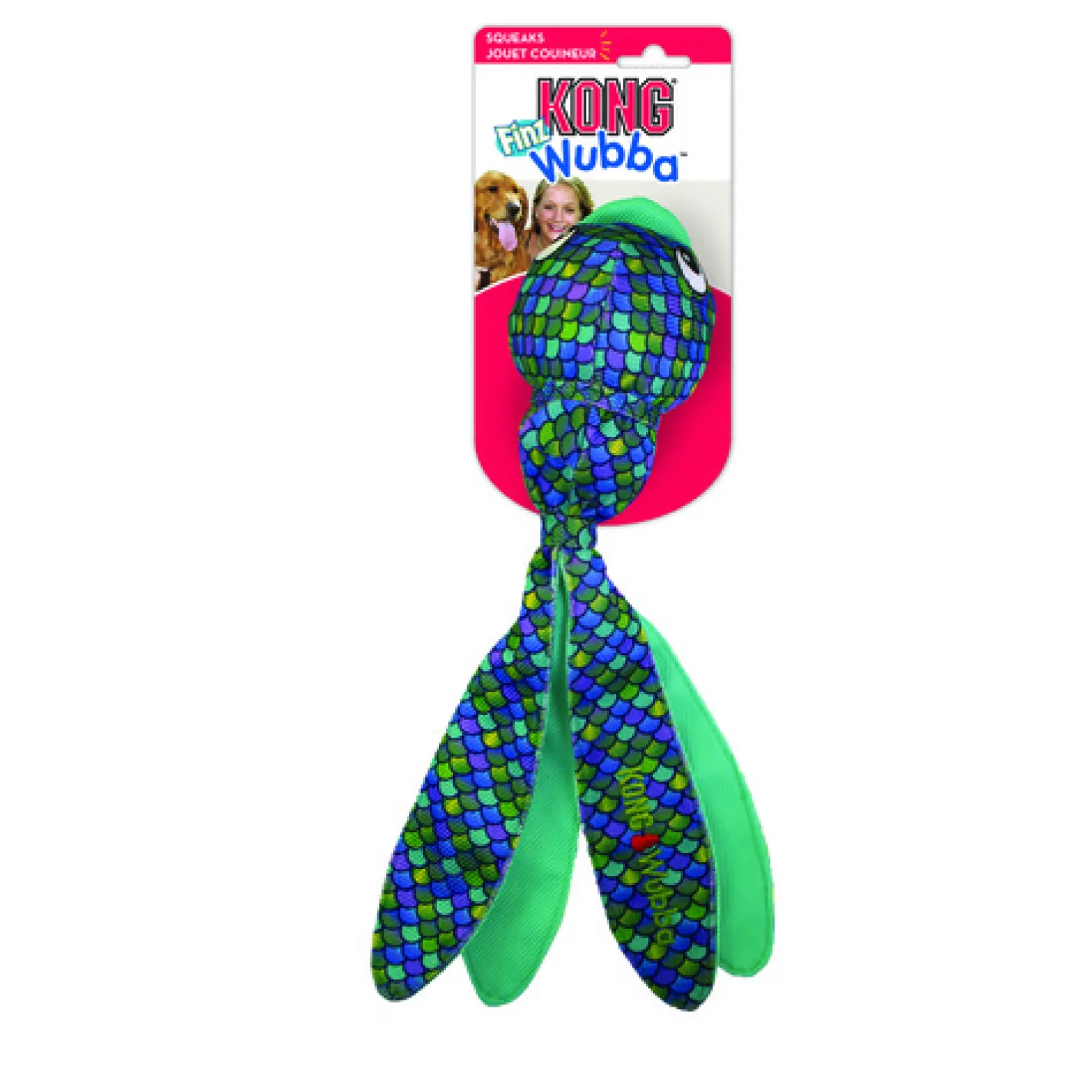 KONG Wubba Finz Fish-Faced Floppy Tailed Squeaker Fetch Dog Toy - Blue Online
