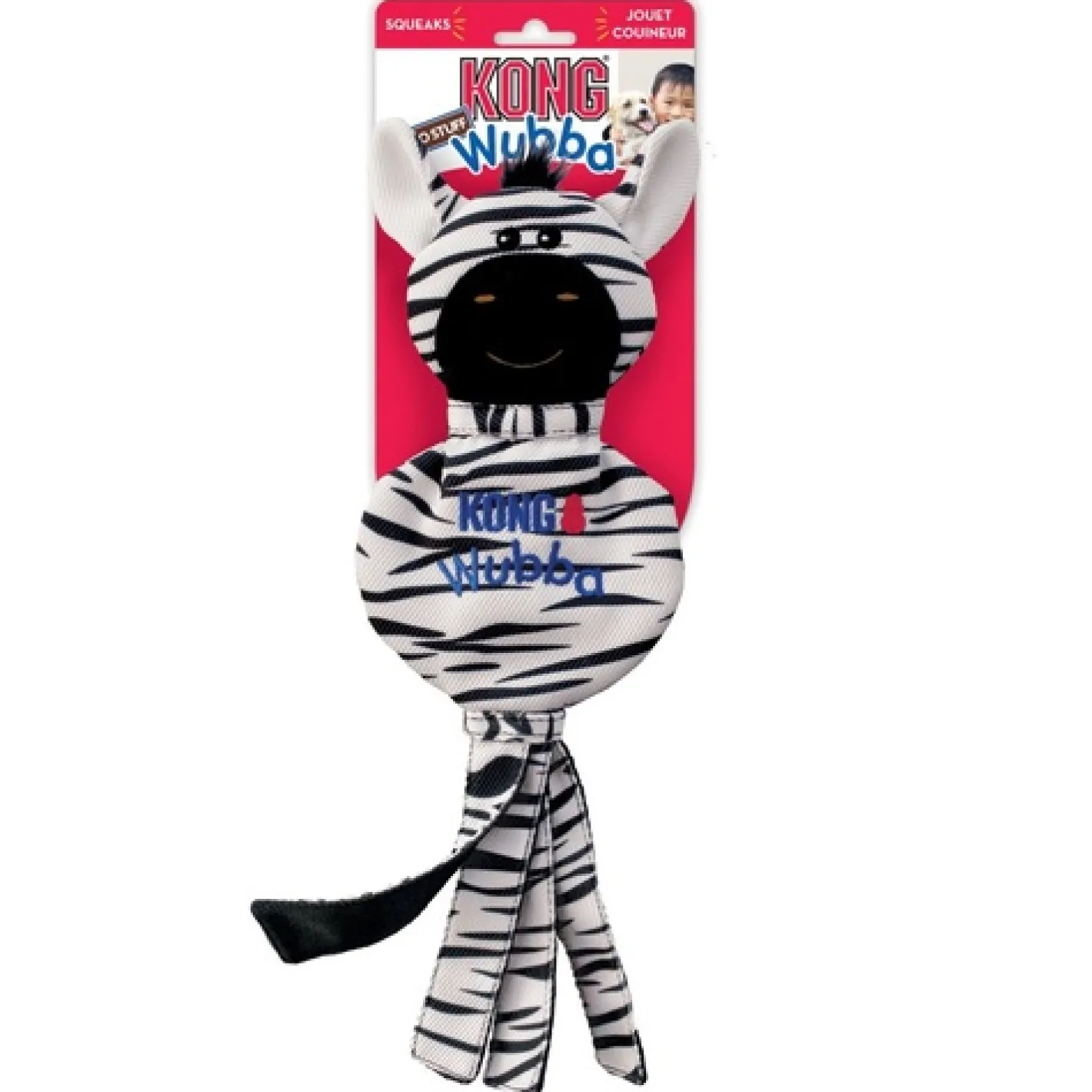 KONG Wubba No Stuff Squeaker Dog Toy - Large Zebra Best