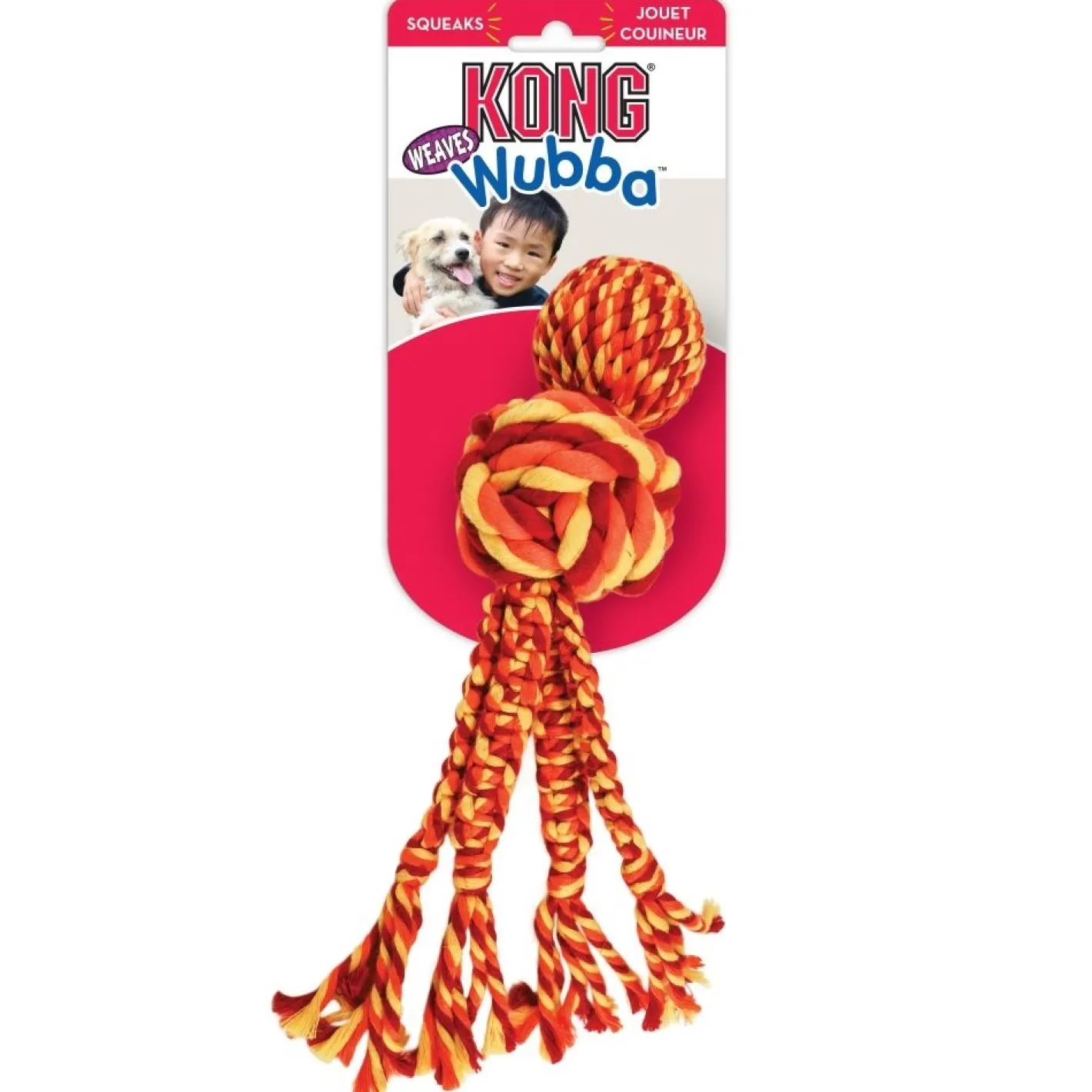 KONG Wubba Weaves Tug Rope Toy for Dogs in Assorted Colours Hot