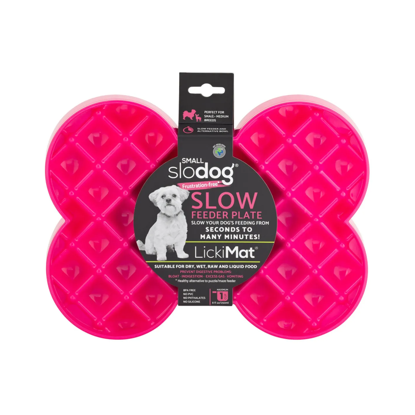 Slodog Lickimat No Gulp Bone-Shaped Slow Food Bowl for Dogs - For Small Dogs +BONUS TREATS Clearance